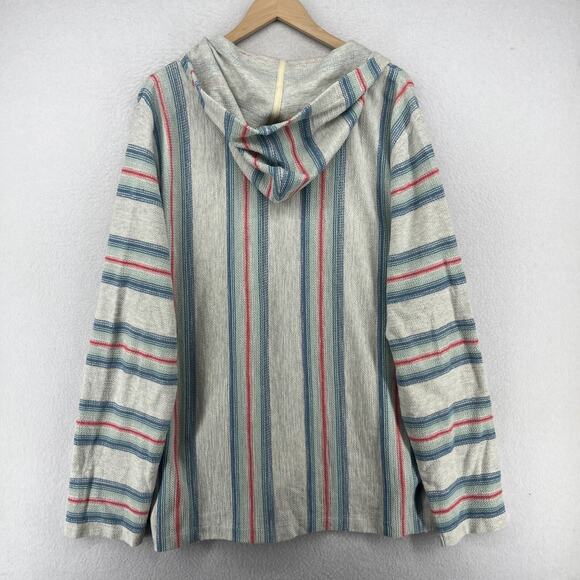 FAHERTY Hoodie Mens XL Biarritz Pacific Break Stripe Textured Boho Cotton Gray - Picture 2 of 16
